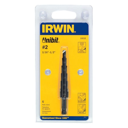 Irwin Irwin Unibit 3/16 - 1/2 in. X 6 in. L High Speed Steel Step Drill Bit Square Shank 1 pc 10232